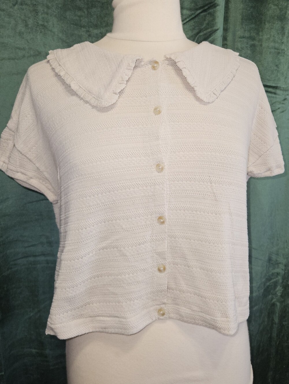 Madewell Ruffle Collared Crop Top - Picture 2 of 4